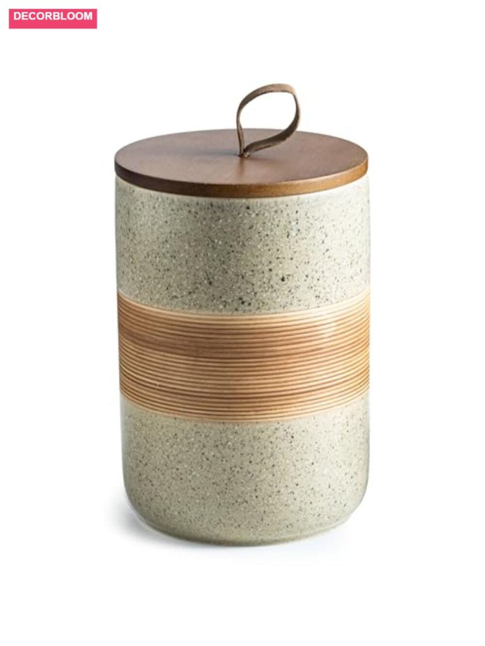 Ceramic Food Storage Jar with Wooden Lid Airtight Stackable Kitchen Canister